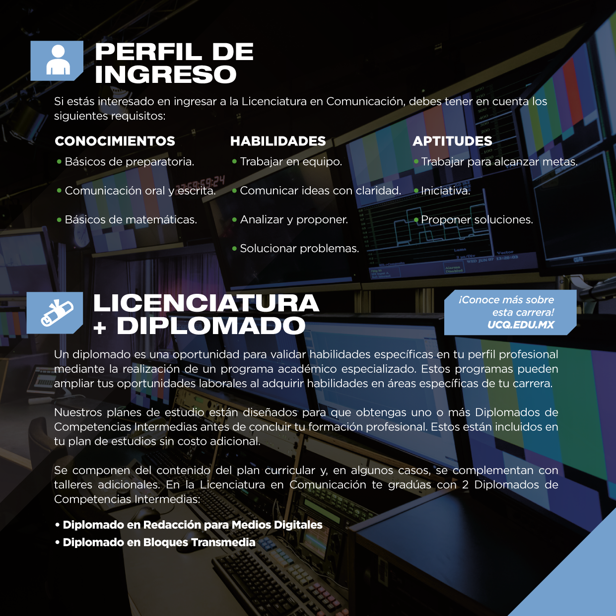 La licenciatura en Comunicación tiene un campo laboral muy amplio. Te invitamos a conocer algunas de las actividades que podrás ejercer al egresar. 